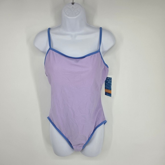 Jantzen Other - Jantzen Womens One Piece Swimsuit Orchid Purple Blue Trim Size 16 NWT 38450
